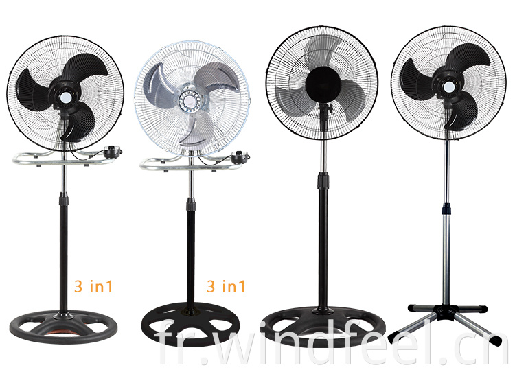 Ventilateur de sol extérieur à faible bruit 20 pouces grand métal 3 ventilateurs de sol à pales en aluminium